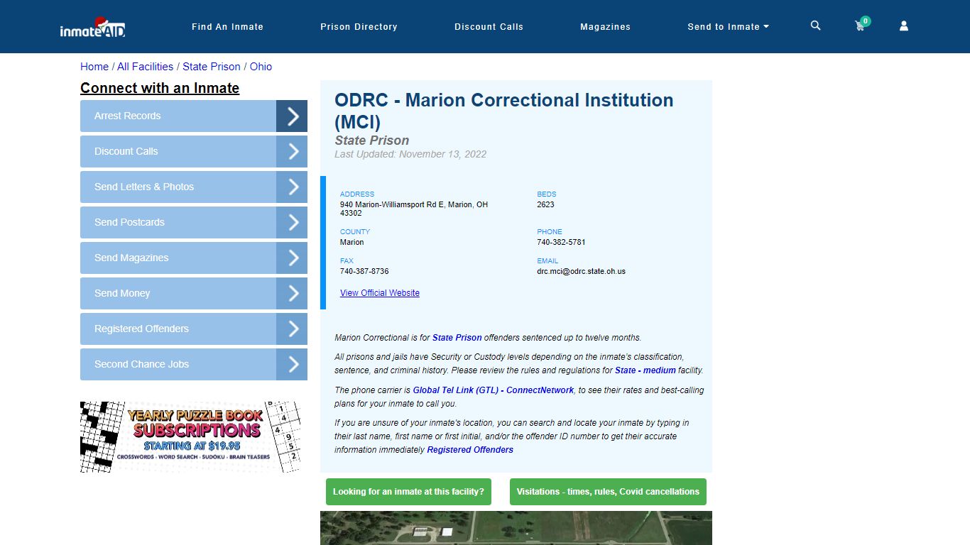ODRC - Marion Correctional Institution (MCI) & Inmate Search ...